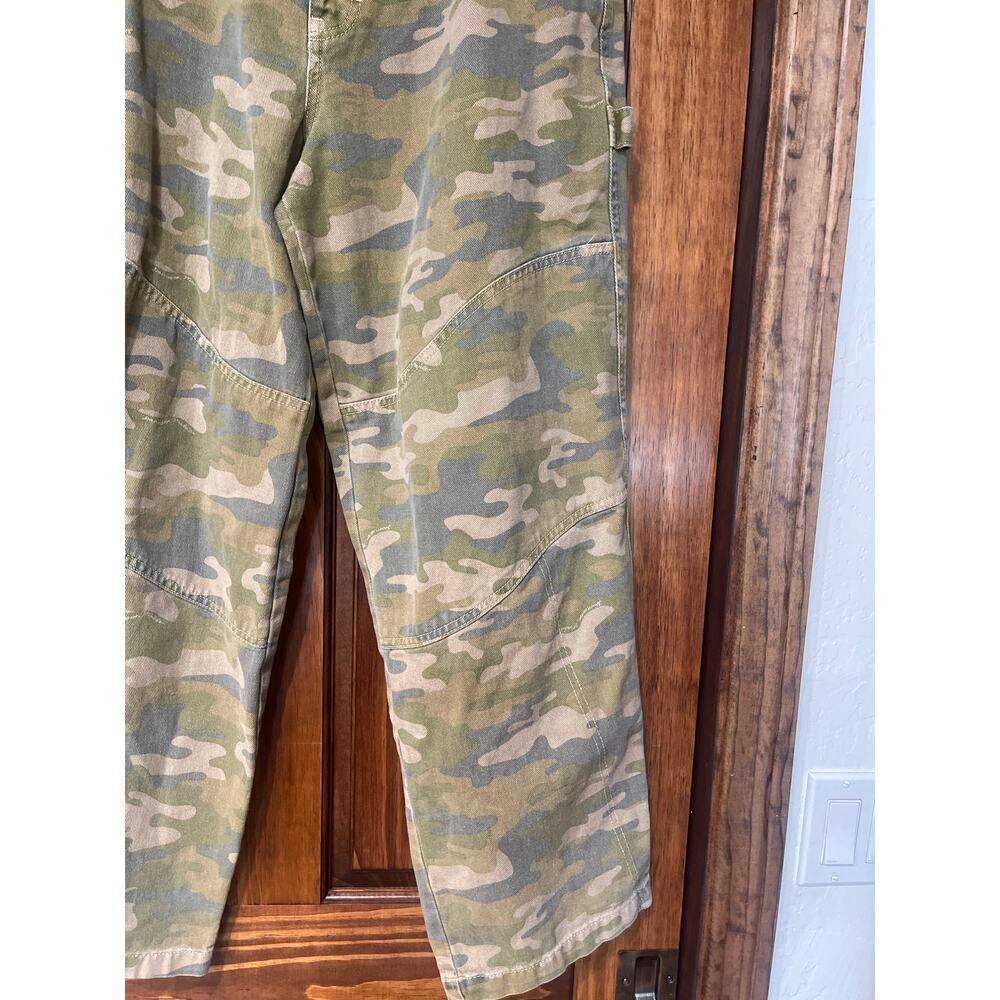 Camo Wide Leg Jeans - Olive Green Flare UK12/US8 - Picture 2 of 8
